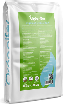 Koemestkorrels 3in1 (20kg, 200m2) - Allround Organische Meststof - Koemest - Mestkorrels - Bodemverbeteraar - Gedroogde Koemestkorrels - Direct opneembare voeding - Lavameel Toevoeging - Langdurige Werking - Organifer