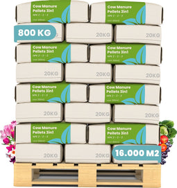Koemestkorrels 3in1 (800kg, 8000m2) - Allround Organische Meststof - Koemest - Mestkorrels - Bodemverbeteraar - Gedroogde Koemestkorrels - Direct opneembare voeding - Lavameel Toevoeging - Langdurige Werking - Organifer