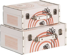 Kofferset 34,5 x 24,5 x 14 cm Blommor Canvas DMF (2 Onderdelen)