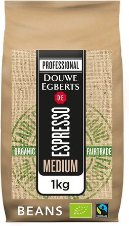 Koffie Douwe Egberts espresso bonen medium roast Organic en Fairtrade 1000gr