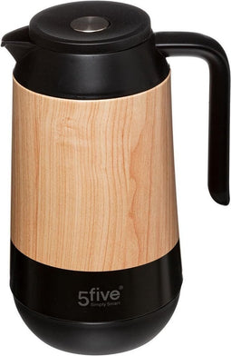 Koffie/thee thermoskan/isoleerkan 1 liter houtlook - Isoleerkannen voor warme / koude dranken