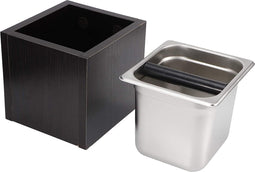 Koffiedik Doos - Uitklopbak - Vierkante Koffiedik Container - Roestvrij Staal - Koffie Gemalen Bak - Houten Doos Koffie - Koffie Accessoires voor Kantoor, Thuis