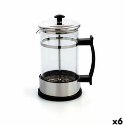 Koffiepot met Zuiger Quid Serenia Transparant Glas Roestvrij staal 600 ml (6 Stuks)