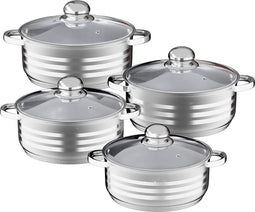 Royalty Line® SP7 Pannenset Inductie - 8 Delige Diepe Pannensets - Kookpotten - 3.5 / 4.5 / 6/ 8 Liter Soepppan - Kookpannen Voor Alle Warmtebronnen - RVS