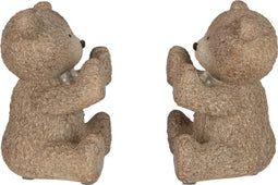 J-Line boekensteun Teddy - polyresin - lichtbruin - 2 stuks