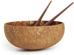Kokoskommen met eetstokjes - Set van 2 - zero waste - handgemaakt - duurzaam cadeau - geschenkdoos - coconut bowl