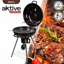 Kolenbarbecue met wielen Aktive Zwart 57 x 86 x 57 cm