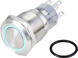 TRU COMPONENTS TC-10090952 LAS1-AGQ-11ZE/B/24V/S Vandalismebestendige druktoets 250 V/AC 3 A 1x aan/aan Continu Blauw I