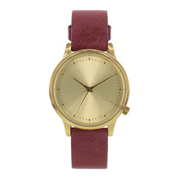 Komono Estelle Classic Burgundy KOM-W2452 - Horloge - 35 mm - Leer - Rood