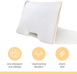 Konbanwa pillow, Microfibre Contour Hoofdkussen - Orthopedisch neksteunkussen met microvezel vulling - Slaapkussen met schoudercontour - 60x70cm