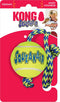 Kong Air Squeaker Bal Met Touw - M - 19.4 x 13.3 x 5.6 cm - Blauw