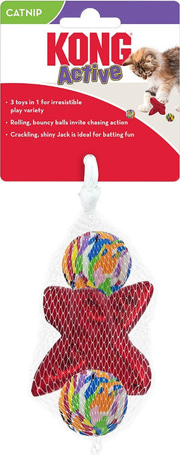 Kong Cat Active Jacks Stuiterbal Multipack Met Catnip Rood