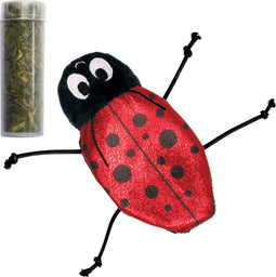 Kong Refillables Ladybug - Kattenspeelgoed - Rood Zwart Met Catnip