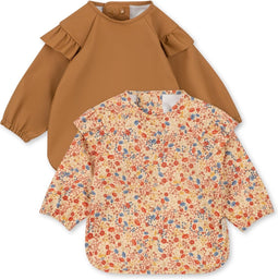 Konges Sløjd - 2 Pack Dinner Bib / Slab - 18M tot 3J - Met mouwen - Villetta / Almond