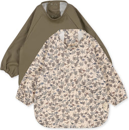 Konges Sløjd - 2 Pack Dinner Bib / Slab - Met mouwen - Dino blue / Overland trek