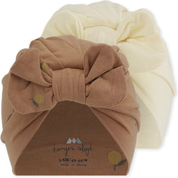 Konges Slöjd Basic 2 pak Bambi bonnet - Brown lemon / Vanilla - Maat 3-6 mnd