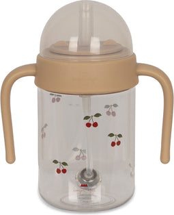 Konges slojd Drinkbeker baby met rietje - Handvat - 330 ml - Cherry