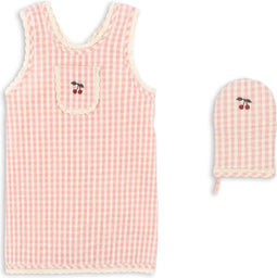 Konges Sløjd Keukenschort met handschoen voor kinderen/Apron set - One size - Cherry Check