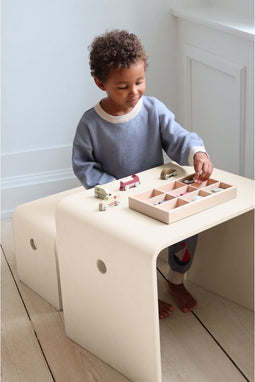 Konges slojd Kindertafel en bank - Beige grey - Berkenhout