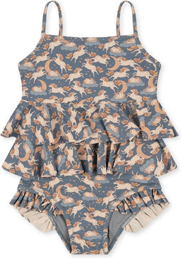 Konges Slöjd Manuca Frill badpak kind - Unicorn blue - Maat 2 jaar