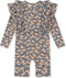 Konges slojd Manuca frill onesie playsuit / Zwempak - Unicorn blue - Maat 12 maand