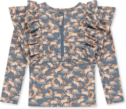 Konges slojd Manuca frill zwem shirt kind - Unicorn blue - Maat 18 maand