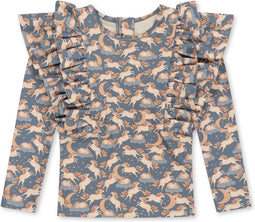 Konges slojd Manuca frill zwem shirt kind - Unicorn blue - Maat 9 maand