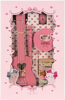 Konges Sløjd Muziekset - Ukulele, xylofoon, tamboerijn, fluit en rammelaar - Bow Kitty