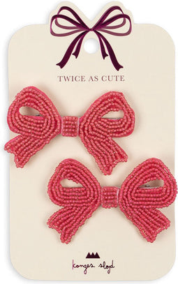 Konges Sløjd Pearly Bow Haarclips - Set van 2 stuks - Bubbelgum