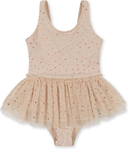Konges Slöjd Strut badpak kind - Etoile pink sparkle - Maat 9 maand