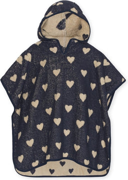 Konges Sløjd Terry poncho Mon Amour Donker Junior - 5-8 jaar - Badponcho met kap
