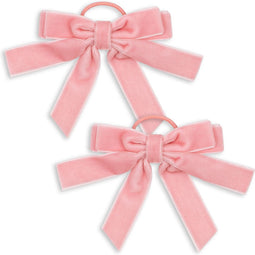 Konges Sløjd Velvet Bow Elastieken - Set van 2 stuks - Peony Pink