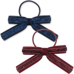 Konges Sløjd Velvet Bow Elastieken - Set van 2 stuks - Red/Navy