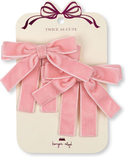 Konges Sløjd Velvet Bow Haarclips - Set van 2 stuks - Peony Pink