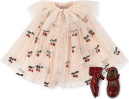 Konges Sløjd Verkleedkledij Glitter Feetje - Cape en schoentjes - Ma Grand Cerise - Maat 29/30