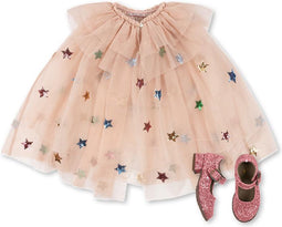 Konges Sløjd Verkleedkledij Glitter Feetje - Cape en schoentjes - Multi Star - Maat 25/26