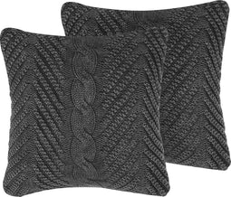 KONNI - Sierkussen set van 2 - Grijs - 45 x 45 cm - Katoen