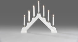 Konstsmide 1041 - Kerstkandelaar - 7 lamps - wit gelakt met decoring - 230V - voor binnen - warmwit