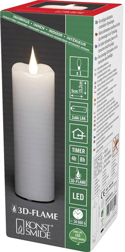 Konstsmide 1828-100 LED-kaars met echte was Wit Warmwit (b x h) 5 cm x 15.2 cm Timer, Schakelaar