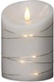 Konstsmide 1844-190 - LED kaars met living light 3D vlam - omwikkeld met 16 lamps micro LED zilver metaaldraad - met 4-8u timer - op batterij - voor binnen - warmwit