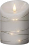 Konstsmide 1844-190 - LED kaars met living light 3D vlam - omwikkeld met 16 lamps micro LED zilver metaaldraad - met 4-8u timer - op batterij - voor binnen - warmwit