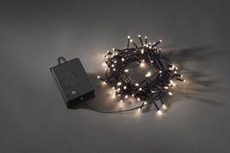 Konstsmide 3728 - Snoerverlichting - 80 lamps micro LED - 790 cm - 6u en 9u timer - op batterij - voor buiten - warmwit