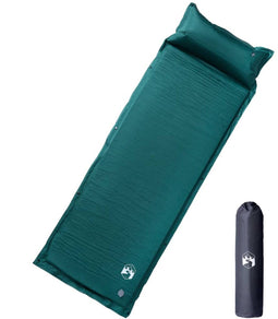 vidaXL - Kampeermatras - met - kussen - zelfopblazend - 1-persoons - groen