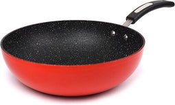 KOOK Neverstick wok/hapjespan 28 cm rood