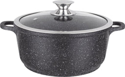 Kookpan/Braadpan Inductie - Ø 28 cm - Gegoten aluminium - marmeren coating - Glazen deksel PTFE-vrij