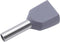 TRU COMPONENTS T1906C153 Dubbele adereindhulzen 0.75 mm² Deels geïsoleerd Grijs 100 stuk(s)
