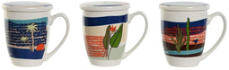 Kop met theefilter Home ESPRIT Blauw Groen Roestvrij staal Porselein Tropisch 380 ml (3 Stuks)