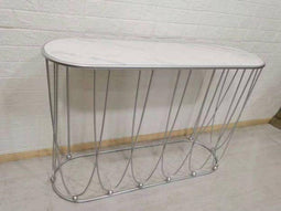 - CONSOLE TABLE METAL MARBLE 115X35X78 SILVER GOLDEN - Metaal