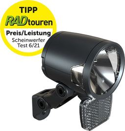 Koplamp Herrmans H-Black MR8 dynamo - aan/uit functie -met houder - 180 lumen