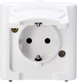 Kopp 103302007 BlueElectric Compleet Wandcontactdoos met randaarde en klapdeksel spatwaterdicht Arctisch-wit